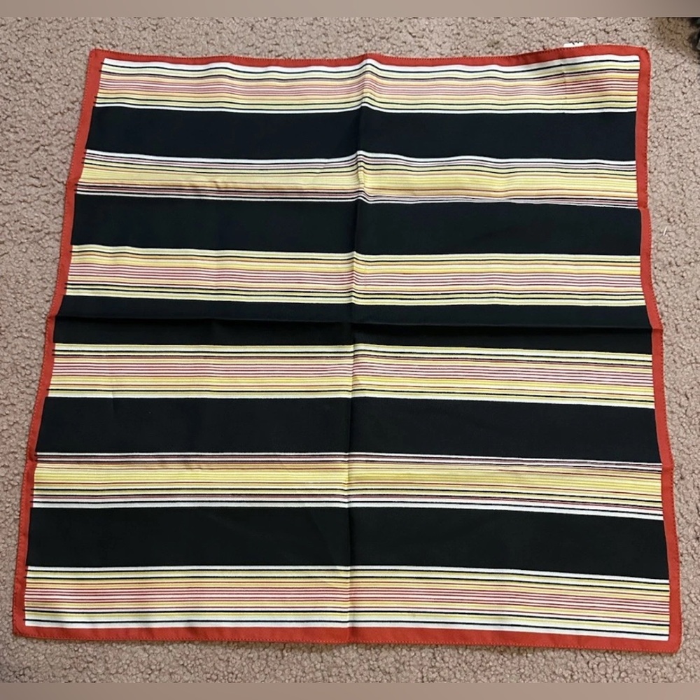 Vintage Red Navy stripes, 20" square, Polyester Bambergers Italian handkerchief